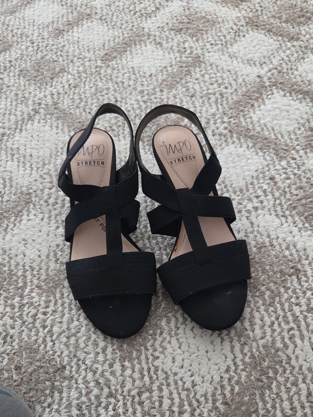 IMPO Black Strappy Slingback Heels